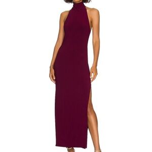 Norma Kamali x revolve halter side slit dress in plum